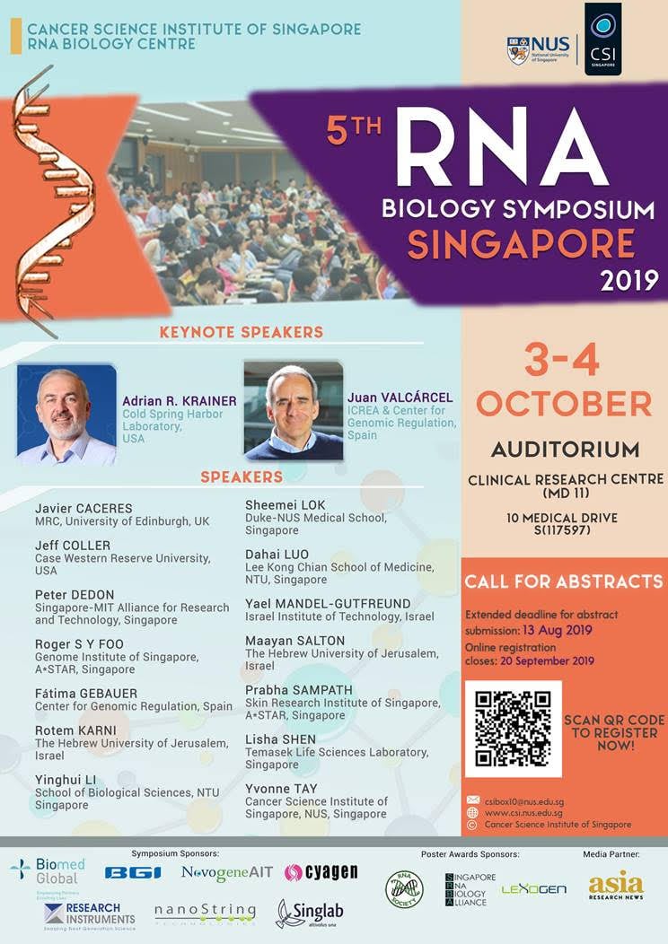 5th RNA Biology Symposium Singapore 2019 34 October 2019 Asia